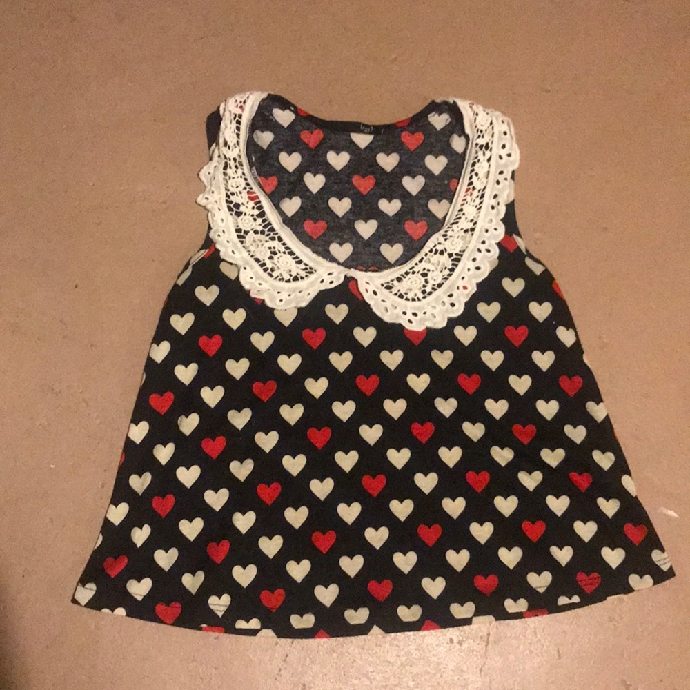 Love J lace collar heart print cropped tank - Picture 5 of 7